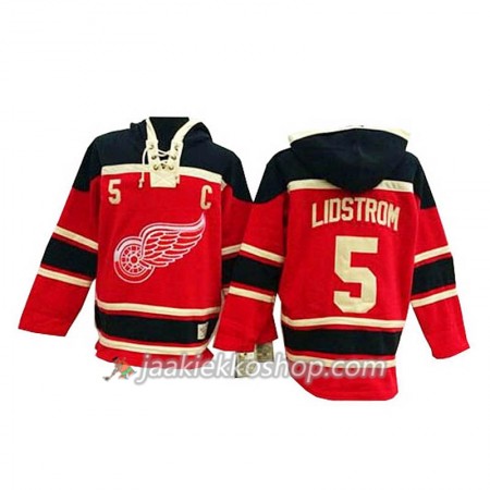 Miehille NHL Detroit Red Wings Nicklas Lidstrom 5 Punainen Sawyer Hooded Sweatshirt
